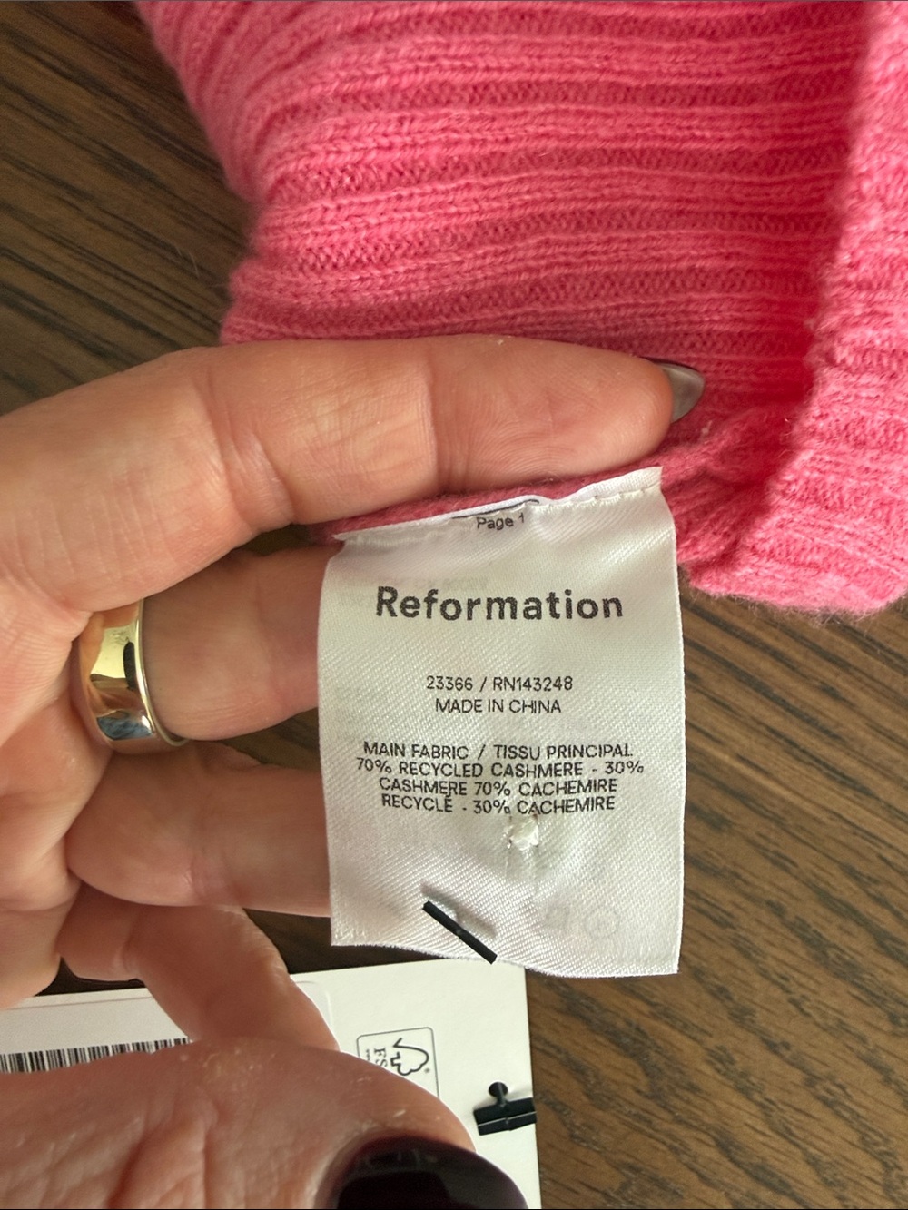 Reformation Cashmere Cropped Hot Pink Ribbed Square-Neck Button Cardigan - Picture 7 of 7